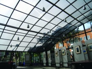 Multiwall panel gallery roof