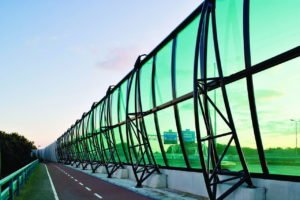 Solid green fiberglass panels