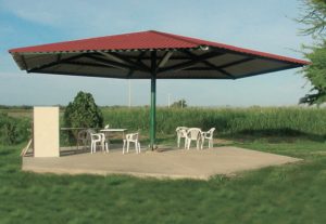 Residential umbrella with FRP panels